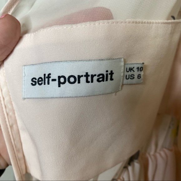 Self-Portrait Pink Asymmetric Graphic Floral-Print Dress Size 6 - Picture 8 of 10